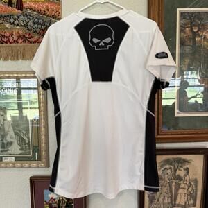 NWOT Vintage 00s Harley Davidson Skull Dri Fit V-neck Shirt‎ Size Womens XL